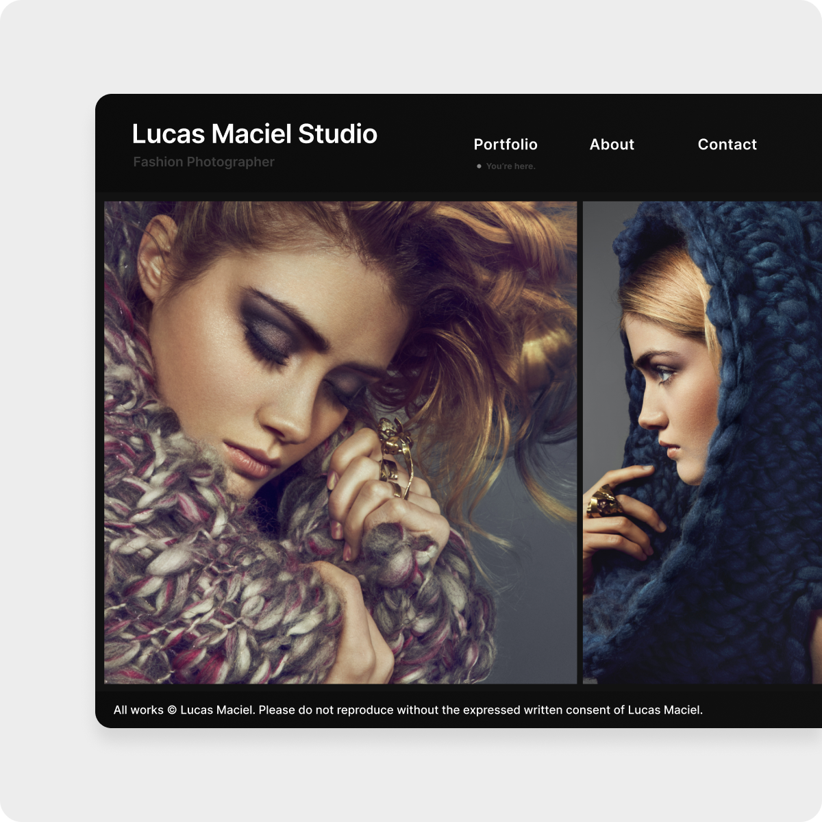 Lucas Maciel Studio Interfce Design, Fashion, Beauty, Photograph, Contct Us Image by SketchBranch